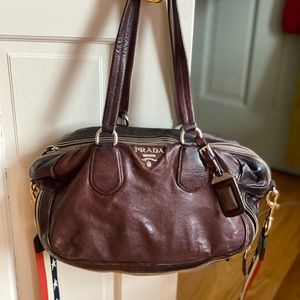 Vintage Prada double zipper calf leather bag